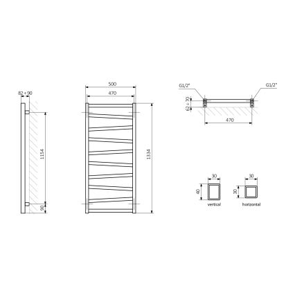 Sapho - Radiador de baño ZIG 133x50 cm antracita
