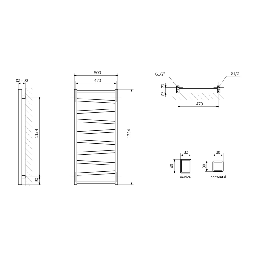 Sapho - Radiador de baño ZIG 133x50 cm antracita