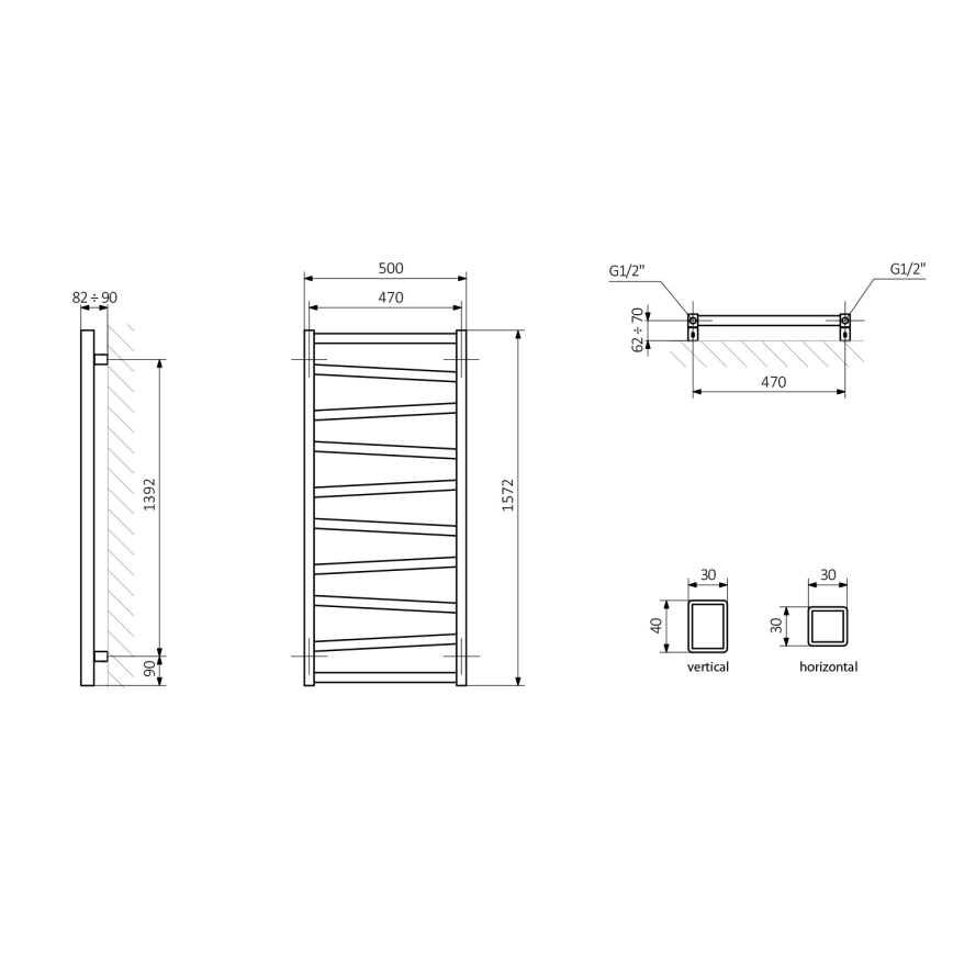 Sapho - Radiador de baño ZIG 157x50 cm blanco