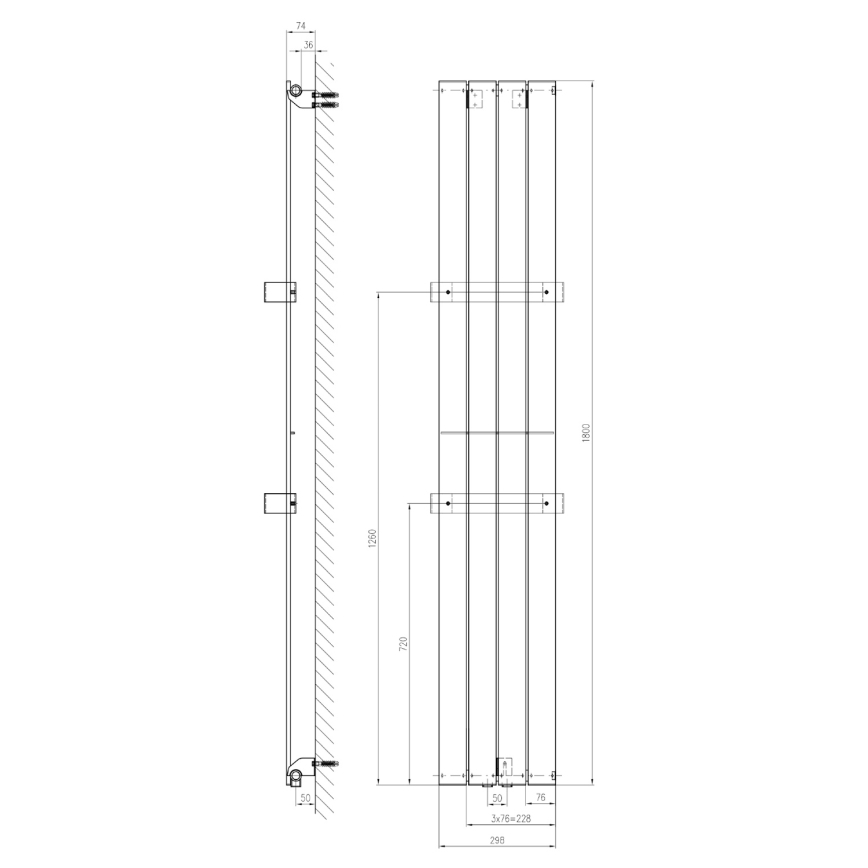 Sapho - Radiador para baño COLONNA 180x30 cm blanco