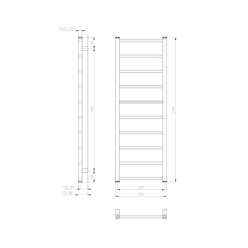 Sapho - Radiador para baño METRO LIGHT 114x40 cm blanco