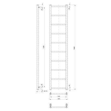 Sapho - Radiador toallero para baño DINA 168x35 cm blanco