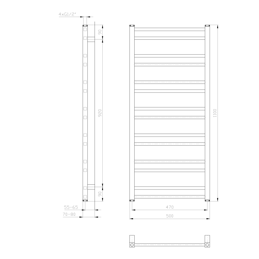 Sapho - Radiador toallero para baño METRO DOS 110x50 cm blanco mate