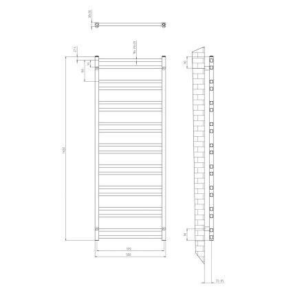 Sapho - Radiador toallero para baño METRO DOS 143x55 cm negro mate