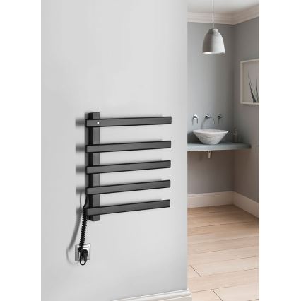 Sapho - Toallero eléctrico ELCOR 63W 48x52 cm negro mate