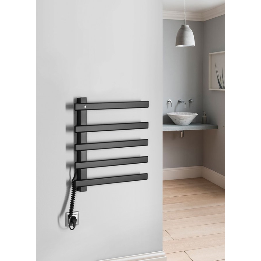 Sapho - Toallero eléctrico ELCOR 63W 48x52 cm negro mate