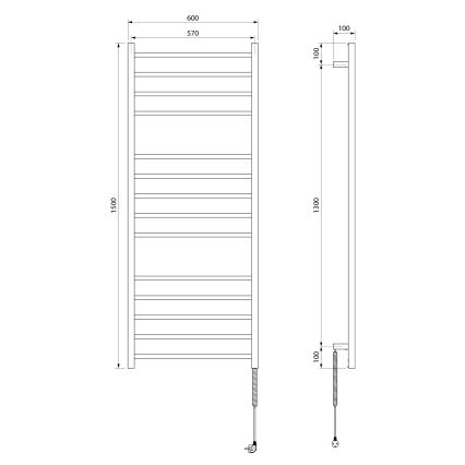 Sapho - Toallero eléctrico ESKINADO 130W 150x60 cm acero inoxidable/cromo pulido