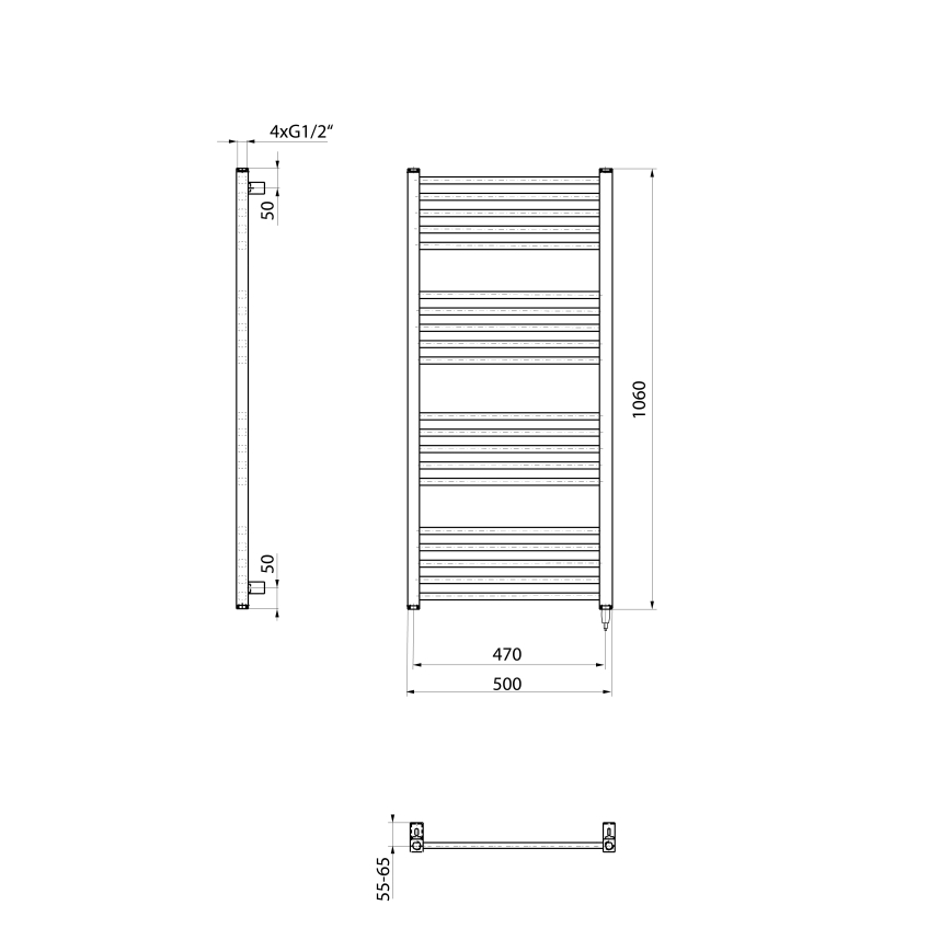 Sapho - Toallero eléctrico METRO-E 400W 106x50 cm blanco