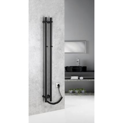 Sapho - Toallero eléctrico PAPINADO 40W 120x11 cm negro mate