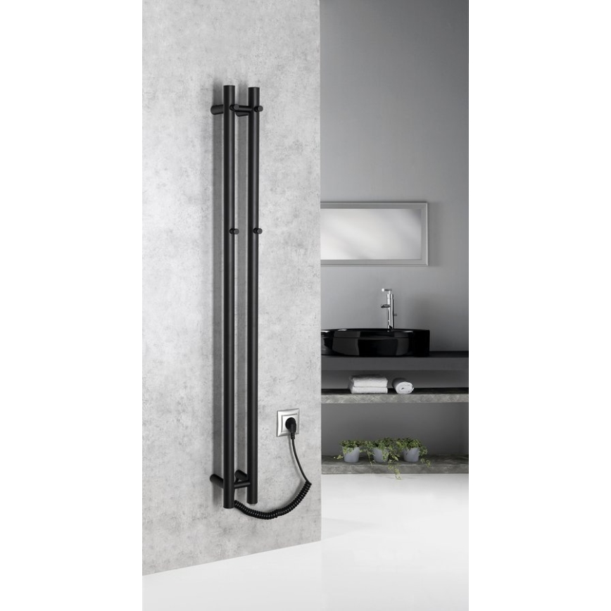 Sapho - Toallero eléctrico PAPINADO 40W 120x11 cm negro mate