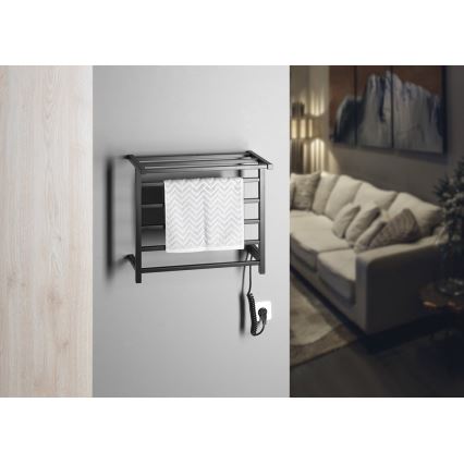 Sapho - Toallero eléctrico para toallas ELZOR 60W 47x50 cm negro mate