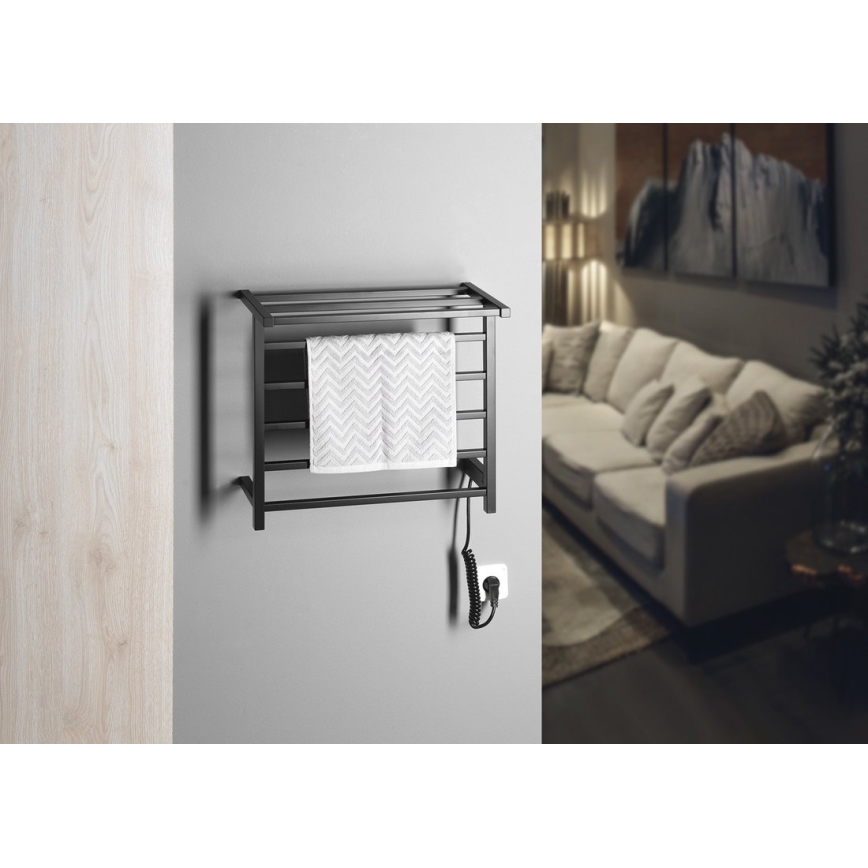 Sapho - Toallero eléctrico para toallas ELZOR 60W 47x50 cm negro mate