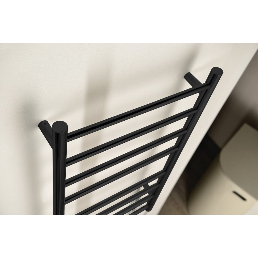 Sapho - Toallero eléctrico REDONDO 130W 116x63 cm negro mate