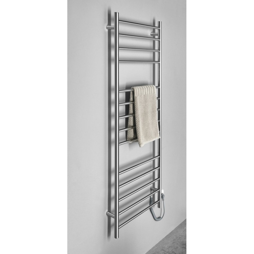 Sapho - Toallero eléctrico REDONDO 130W 150x60 cm, acabado cromo brillante, diseño redondeado