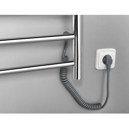 Sapho - Toallero eléctrico REDONDO 130W 150x60 cm, acabado cromo brillante, diseño redondeado