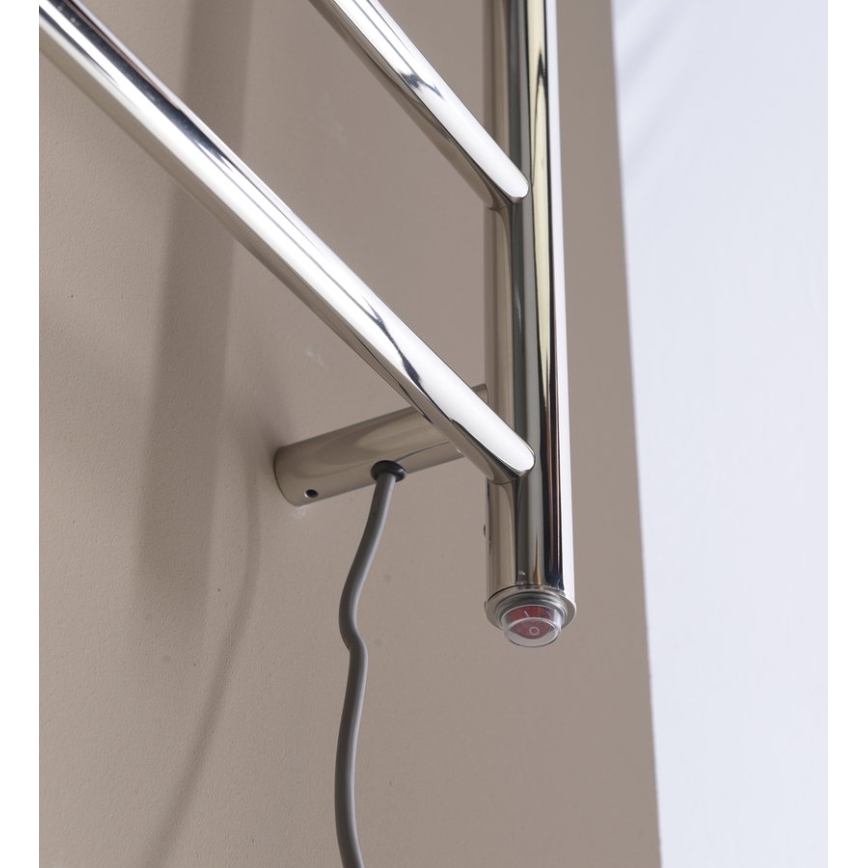 Sapho - Toallero eléctrico REDONDO 130W 150x60 cm, acabado cromo brillante, diseño redondeado