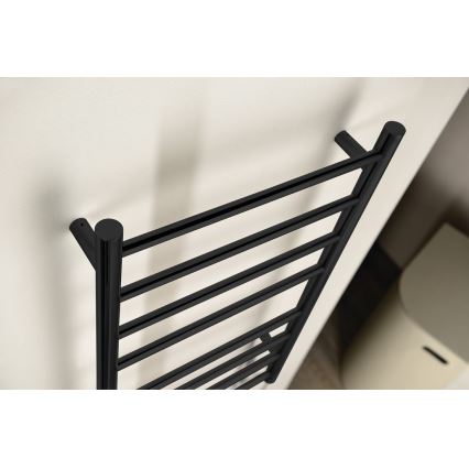 Sapho - Toallero eléctrico REDONDO 75W 90x50 cm negro mate