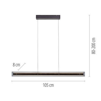 Schöner Wohnen 11316-18 - Lámpara colgante LED regulable suspendida por cable LENA LED/32W/230V 105 cm negra