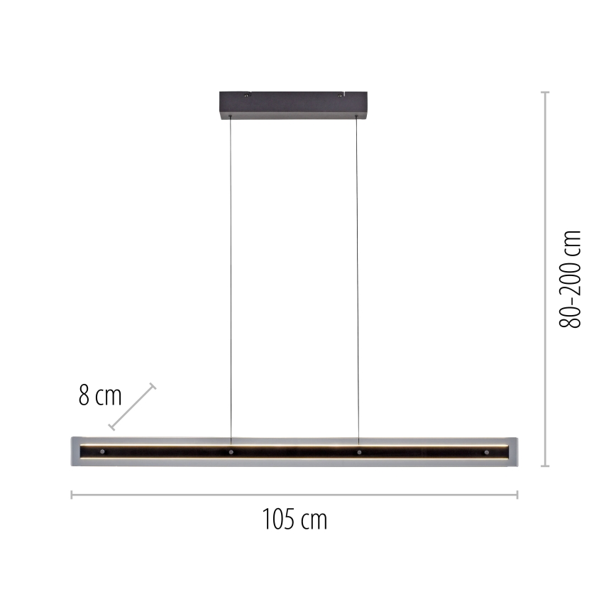 Schöner Wohnen 11316-18 - Lámpara colgante LED regulable suspendida por cable LENA LED/32W/230V 105 cm negra