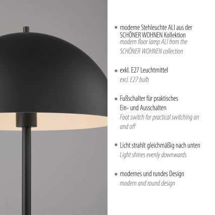 Schöner Wohnen 11727-18 - Lámpara de pie ALI 1xE27/25W/230V, negra