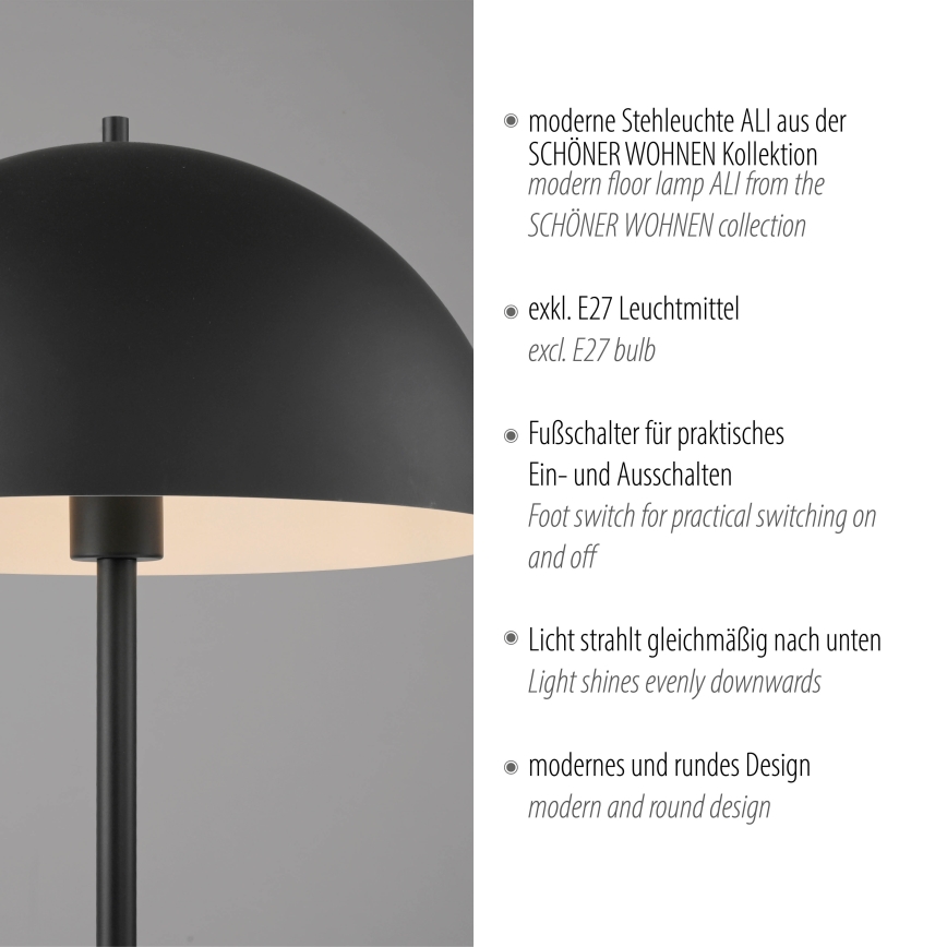 Schöner Wohnen 11727-18 - Lámpara de pie ALI 1xE27/25W/230V, negra