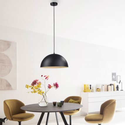 Schöner Wohnen 11728-18 - Lámpara colgante con cable ALI 1xE27/25W/230V Ø 38 cm negra