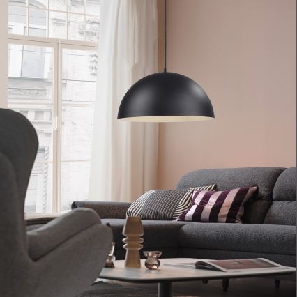 Schöner Wohnen 11728-18 - Lámpara colgante con cable ALI 1xE27/25W/230V Ø 38 cm negra