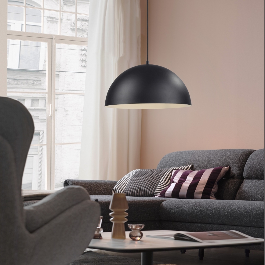 Schöner Wohnen 11728-18 - Lámpara colgante con cable ALI 1xE27/25W/230V Ø 38 cm negra