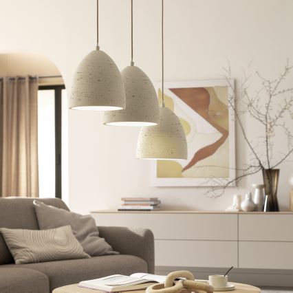 Schöner Wohnen 12541-42 - Lámpara colgante con cable TRAVENTA 3xE27/40W/230V hormigón