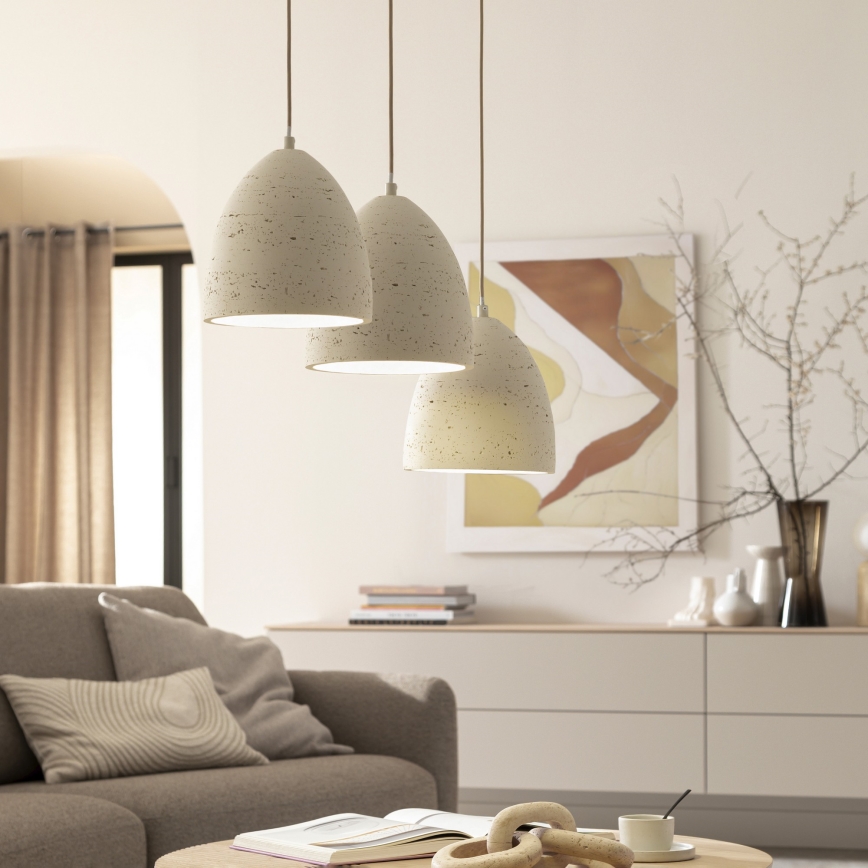 Schöner Wohnen 12541-42 - Lámpara colgante con cable TRAVENTA 3xE27/40W/230V hormigón