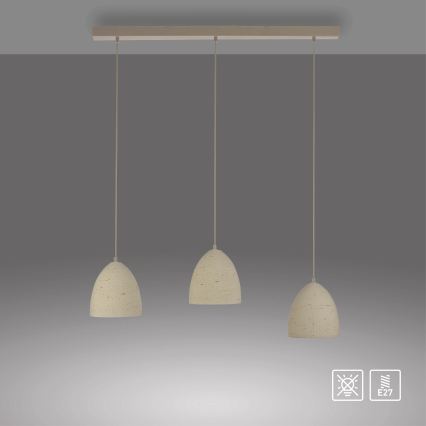 Schöner Wohnen 12541-42 - Lámpara colgante con cable TRAVENTA 3xE27/40W/230V hormigón