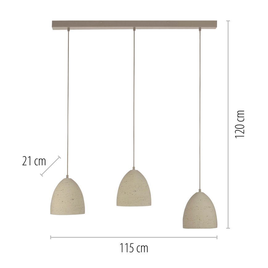 Schöner Wohnen 12541-42 - Lámpara colgante con cable TRAVENTA 3xE27/40W/230V hormigón