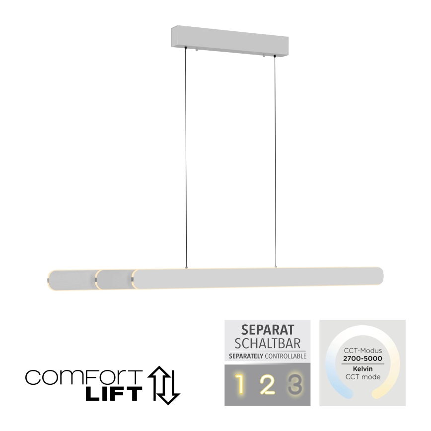 Schöner Wohnen 12577-16 - Lámpara colgante LED regulable con cable ADRIANA ROUND 2xLED/24W/230V 2700/3000/3500/4000/5000K 160 cm blanco