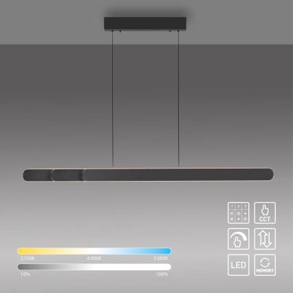 Schöner Wohnen 12577-18 - Lámpara colgante LED regulable suspendida en cable ADRIANA ROUND 2xLED/24W/230V 2700/3000/3500/4000/5000K 160 cm negro