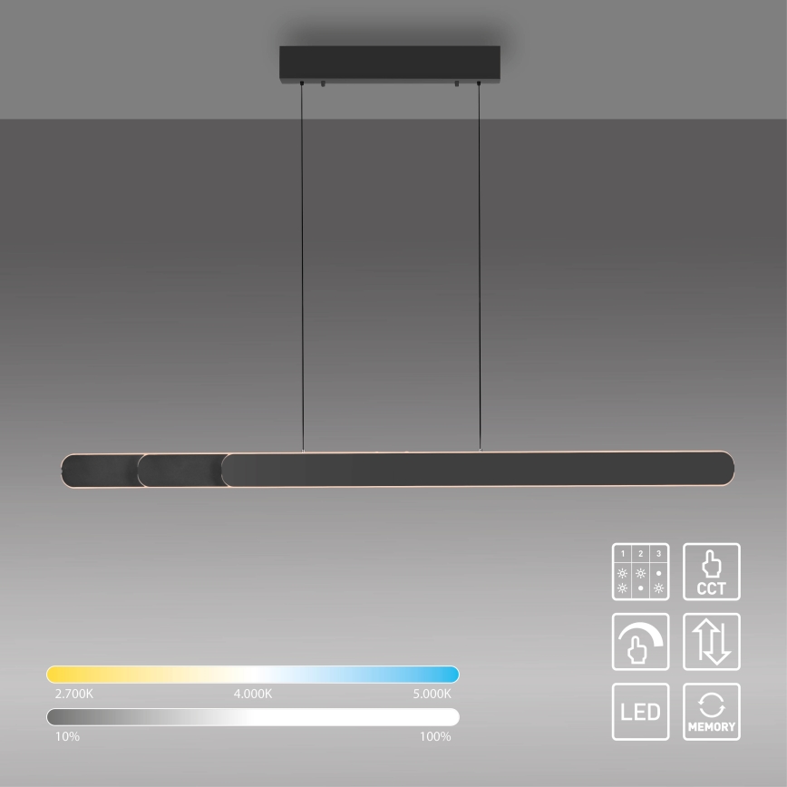 Schöner Wohnen 12577-18 - Lámpara colgante LED regulable suspendida en cable ADRIANA ROUND 2xLED/24W/230V 2700/3000/3500/4000/5000K 160 cm negro