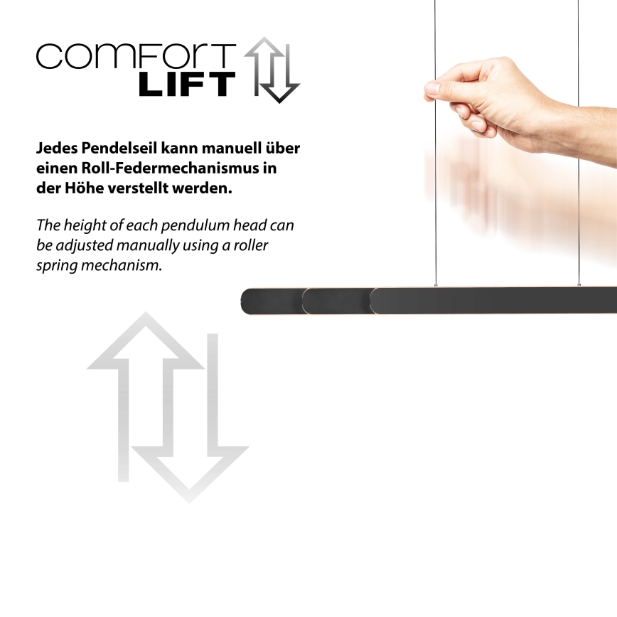 Schöner Wohnen 12577-18 - Lámpara colgante LED regulable suspendida en cable ADRIANA ROUND 2xLED/24W/230V 2700/3000/3500/4000/5000K 160 cm negro