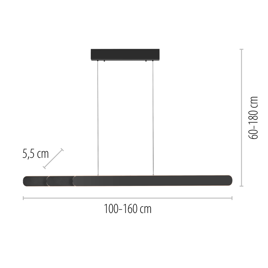 Schöner Wohnen 12577-18 - Lámpara colgante LED regulable suspendida en cable ADRIANA ROUND 2xLED/24W/230V 2700/3000/3500/4000/5000K 160 cm negro