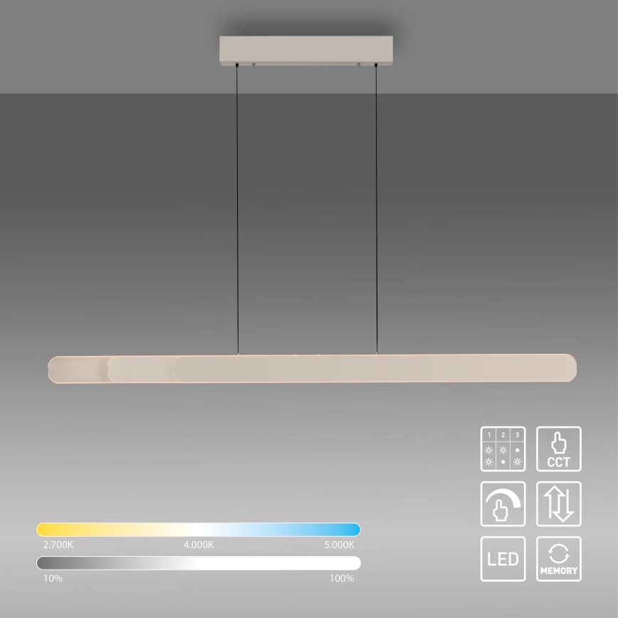 Schöner Wohnen 12577-39 - Lámpara colgante LED regulable suspendida por cable ADRIANA ROUND 2xLED/24W/230V 2700/3000/3500/4000/5000K 160 cm, gris