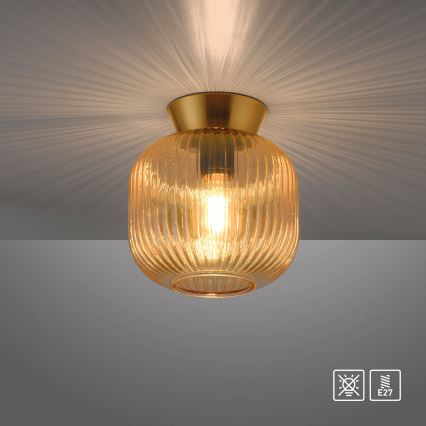 Schöner Wohnen 13574-27 - Lámpara de techo NAMI 1xE27/25W/230V, diámetro 20 cm, dorado/beige/ahumado