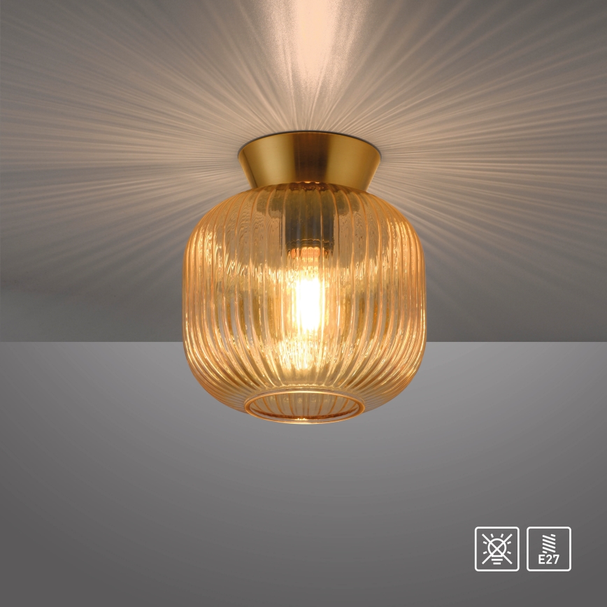 Schöner Wohnen 13574-27 - Lámpara de techo NAMI 1xE27/25W/230V, diámetro 20 cm, dorado/beige/ahumado