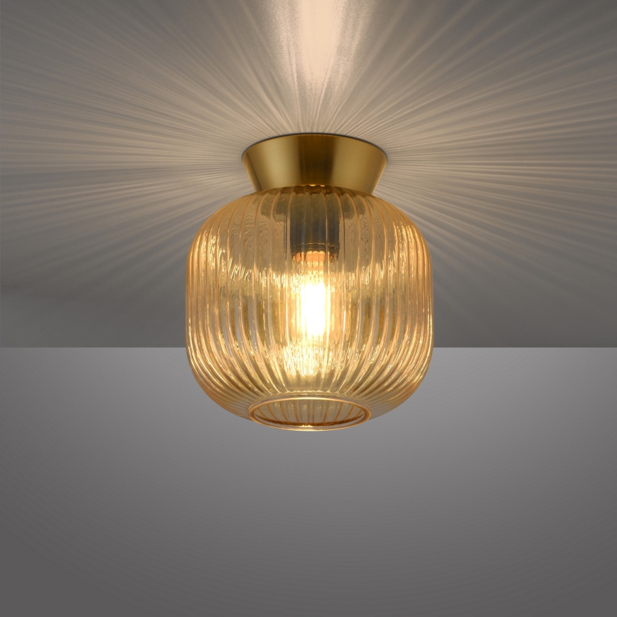 Schöner Wohnen 13574-27 - Lámpara de techo NAMI 1xE27/25W/230V, diámetro 20 cm, dorado/beige/ahumado