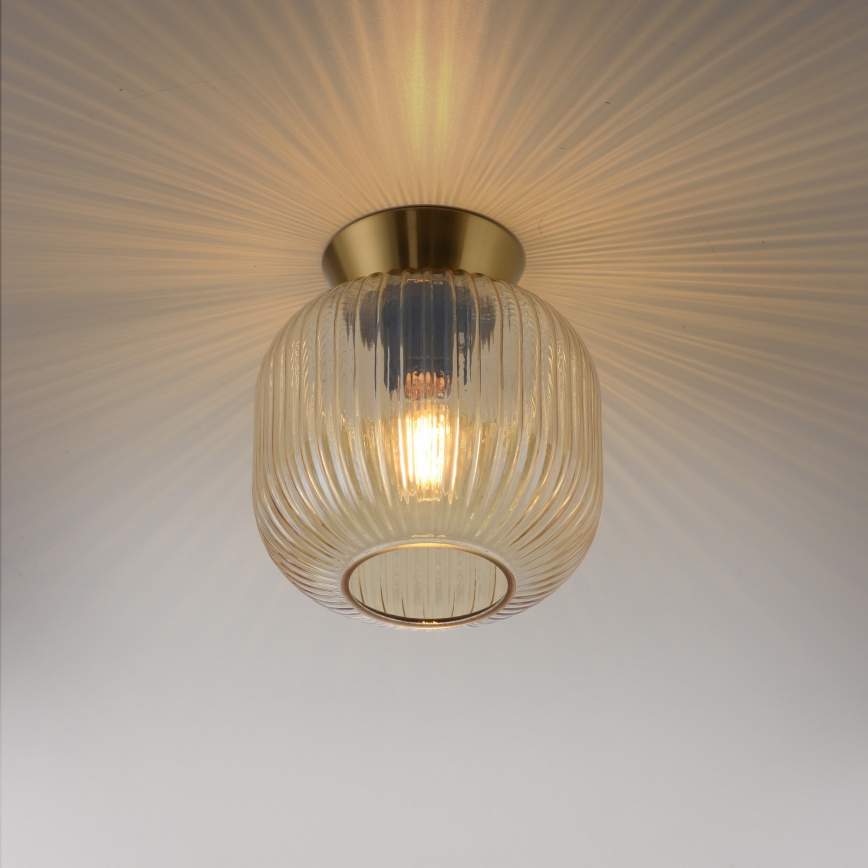 Schöner Wohnen 13574-27 - Lámpara de techo NAMI 1xE27/25W/230V, diámetro 20 cm, dorado/beige/ahumado