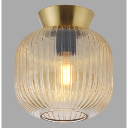 Schöner Wohnen 13574-27 - Lámpara de techo NAMI 1xE27/25W/230V, diámetro 20 cm, dorado/beige/ahumado