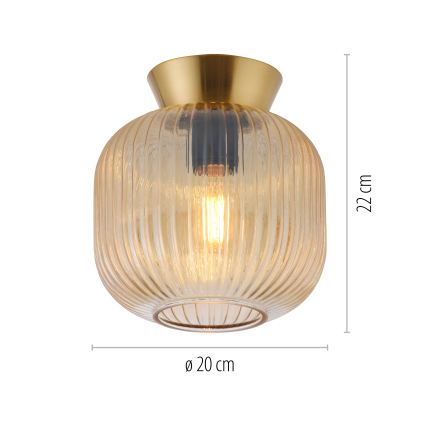 Schöner Wohnen 13574-27 - Lámpara de techo NAMI 1xE27/25W/230V, diámetro 20 cm, dorado/beige/ahumado