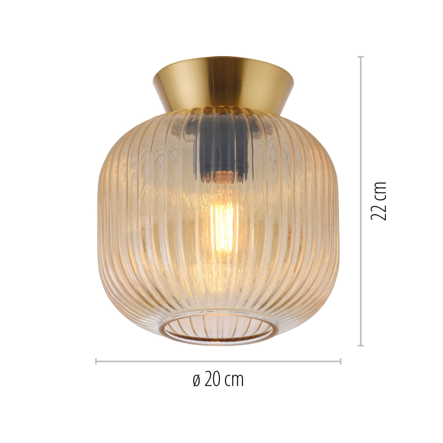 Schöner Wohnen 13574-27 - Lámpara de techo NAMI 1xE27/25W/230V, diámetro 20 cm, dorado/beige/ahumado