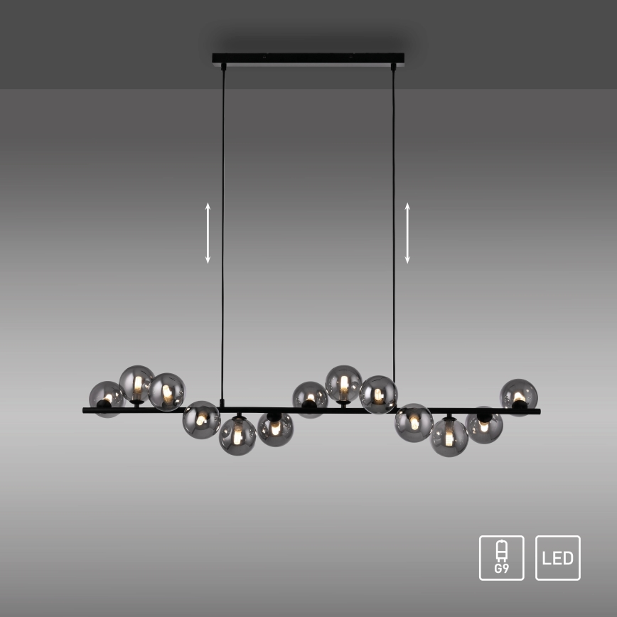 Schöner Wohnen 14504-18 - Lámpara colgante LED suspendida en cable DUBAI 13xG9/3W/230V 118 m negro/ahumado