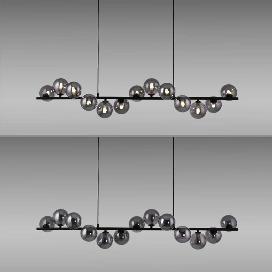 Schöner Wohnen 14504-18 - Lámpara colgante LED suspendida en cable DUBAI 13xG9/3W/230V 118 m negro/ahumado