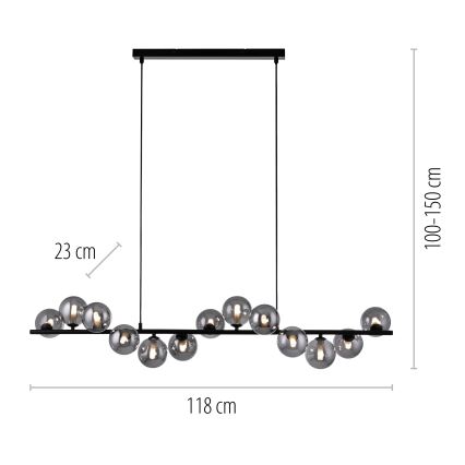 Schöner Wohnen 14504-18 - Lámpara colgante LED suspendida en cable DUBAI 13xG9/3W/230V 118 m negro/ahumado