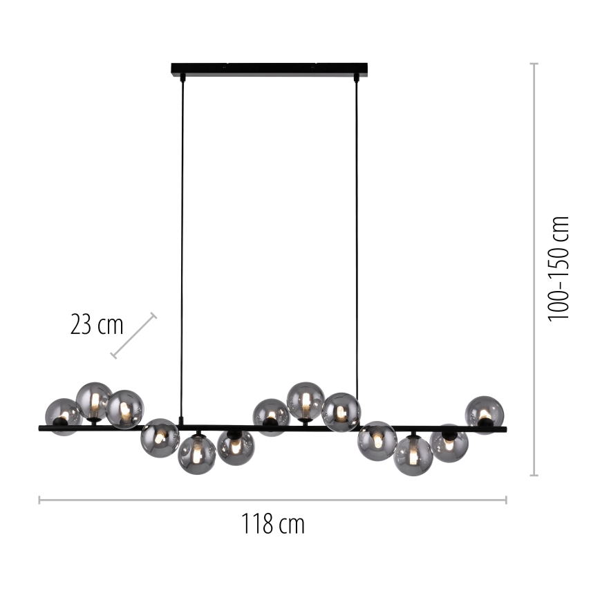 Schöner Wohnen 14504-18 - Lámpara colgante LED suspendida en cable DUBAI 13xG9/3W/230V 118 m negro/ahumado
