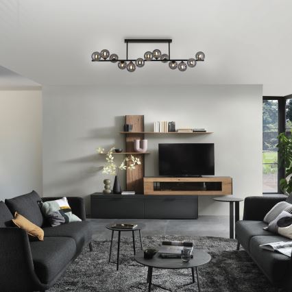Schöner Wohnen 14505-18 - Lámpara colgante LED sobre varilla DUBAI 13xG9/3W/230V negro/ahumado